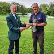 Winner: Vale Golf and County Club Seniors Captain Brian Bunn congratulates double winner Mike Roberts (right).