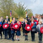 RESPECT: Pershore schoolchildren laying wreaths at Pershore Abbey