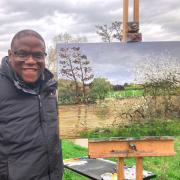 The One Show's Adebanji Alade came to Worcestershire to paint the blossom
