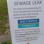A sign has been placed at the site of a 'bog' in Aldington caused by overflowing sewage