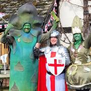 Gus, St George, and the Asparafairy at the launch of the British Asparagus Festival