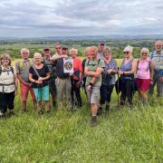 Evesham Rambling Club members celebrate the town earning 'Walkers are Welcome' status