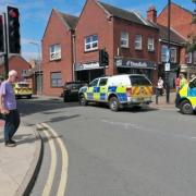 Police cars arrived at Avon Street after crash. PIcture: Tim Haines