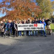 PROTEST: The protest against the broadband poles being installed in Willersey
