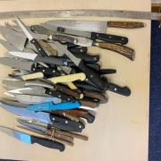 A large number of knives were taken from Evesham shops.