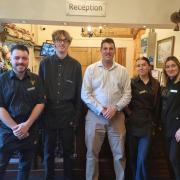 Deputy General Manager James Brown along with Dennis Edwards, Oli Tweed, Phoebe Scott and Ana Maria Apredoaei from the White Hart Royal.