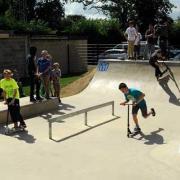 Children playing on the Moreton skate park after it first opened in 2012.
