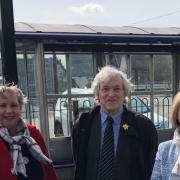 Chair of  Vale Bus and Rail, Julian Palfrey with Helen Whitwell and MP Harriett Baldwin.