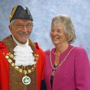 Former mayor Chris Parsons has stepped down after 37 years on Pershore Town council, wife Jan (right)
