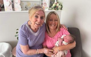 GENERATIONS: Ann Bellamy, 83, her daughter, April Layton-Morris, 60, and the family's new arrival, Daisy Davies, all share the same birthday