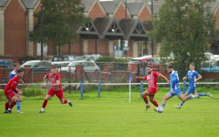 Report: Josh Willis scores for Pershore Town but his side went down 3-2 to Corsham Town