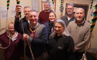 Cllr Robert Raphael joined bell ringers at St Mary & St Milburgh Church in Offenham