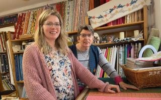 Mother and daughter team: Yvonne McAtamney (right) and Helen Roberts (left) of Village Fabrics